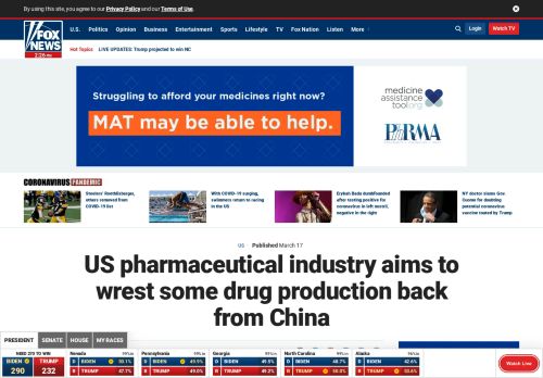 Screenshot of fox new title us pharma industry aims to wrest production back from china